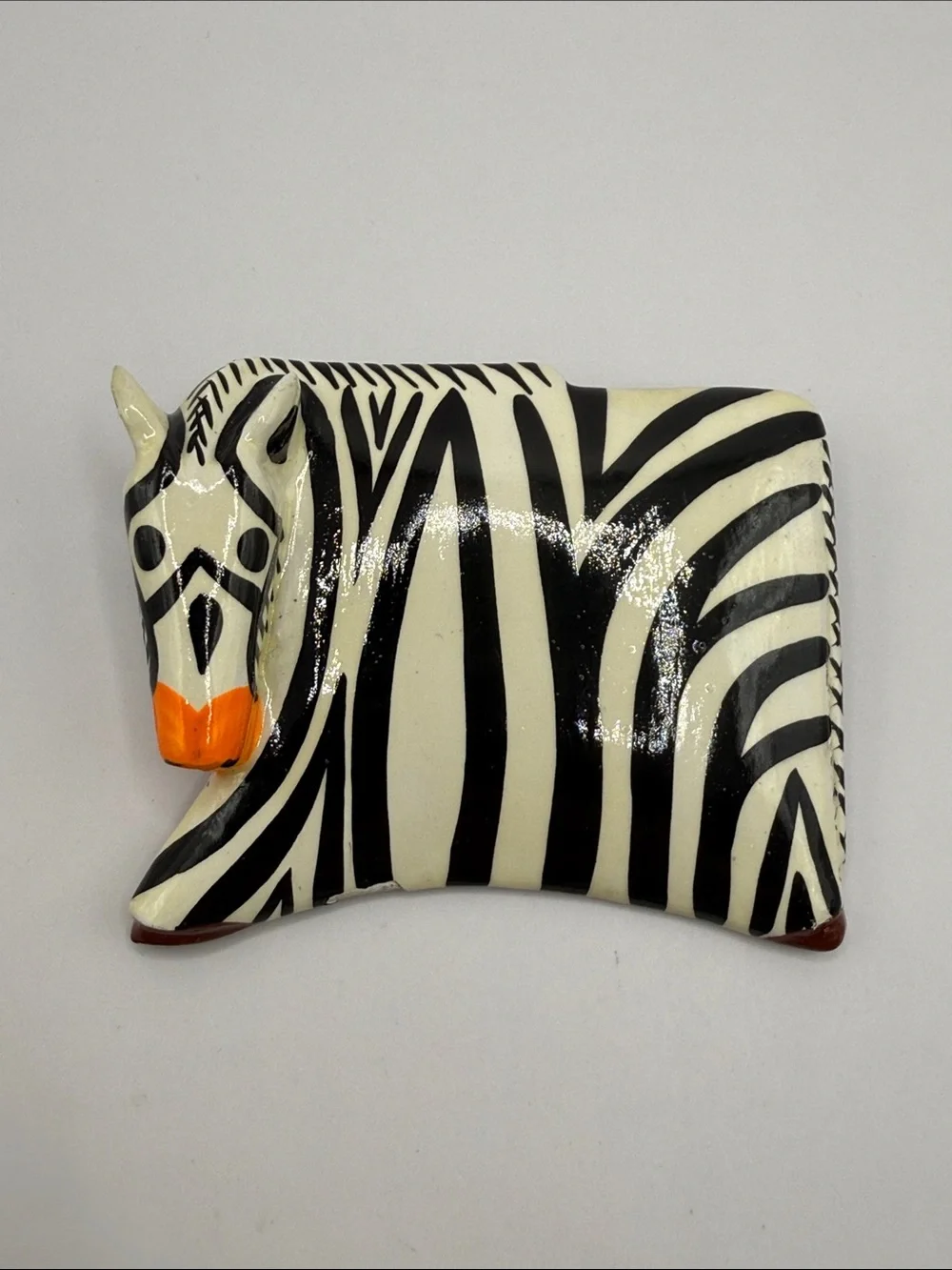 Vintage Zebra Art Deco Unique Large Brooch Statement Pin